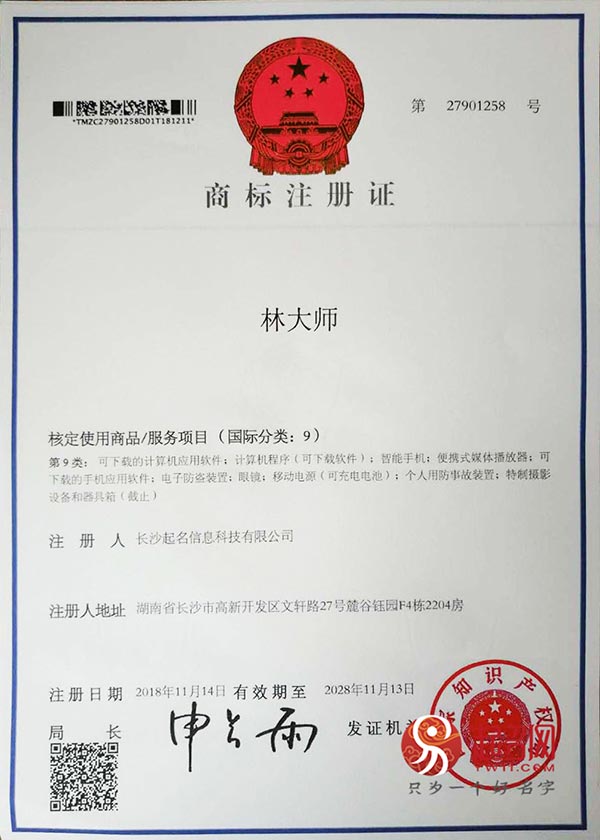 起名網(wǎng)林大師注冊商標(biāo)